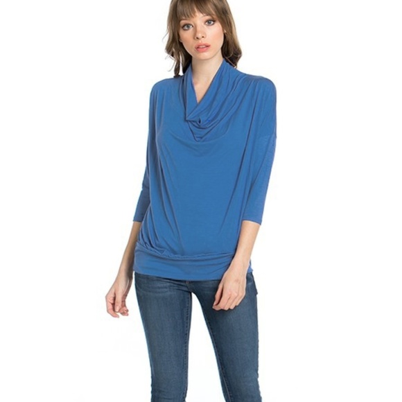 Azules | Drape Neck Top - Blue ❤️ Various - Picture 4 of 5
